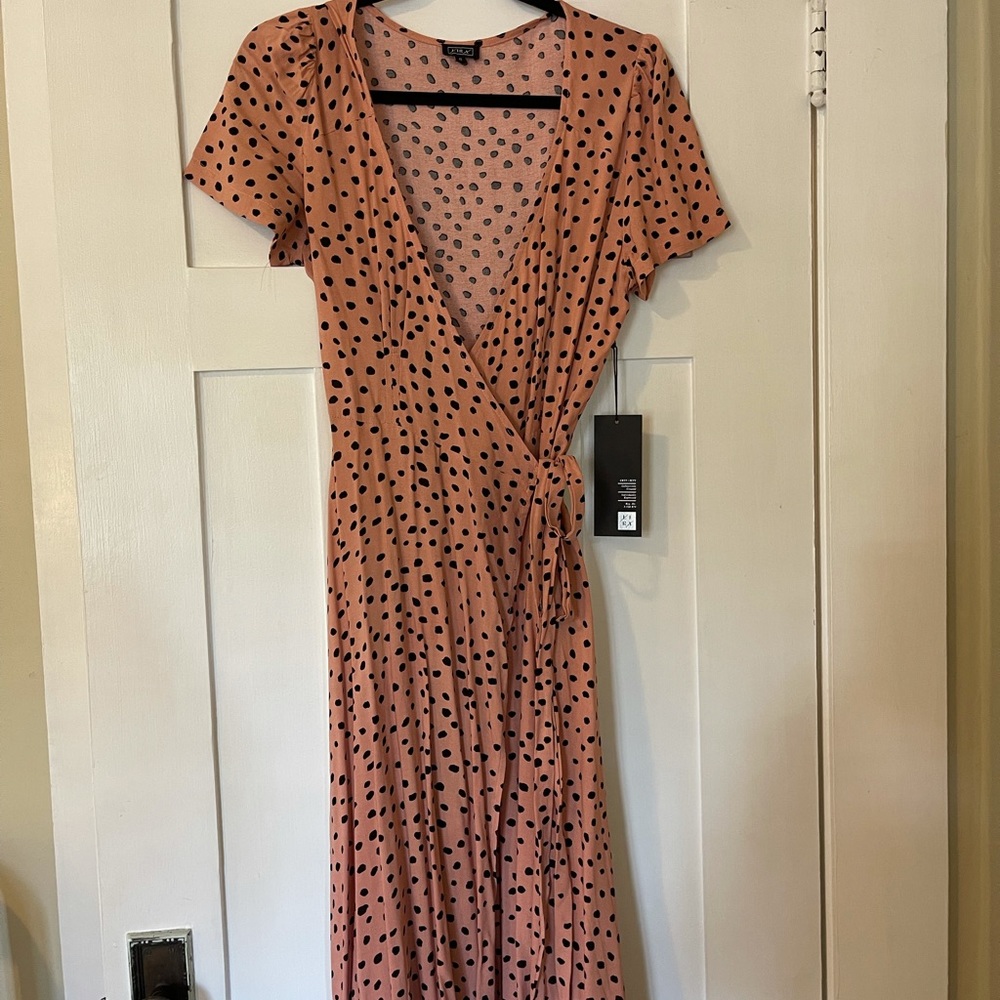 Polka dot midi wrap dress